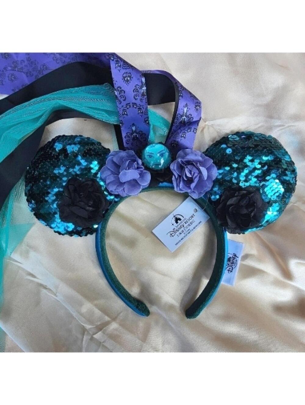 Haunted Mansion Veil Minnie Ears Leota Mickey Mouse Blue Headband